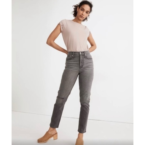 Madewell The Perfect Vintage Gray/Black Distressed Jean Sz 26 - Picture 1 of 13